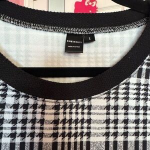 Shein SXY Black and White Plaid Top